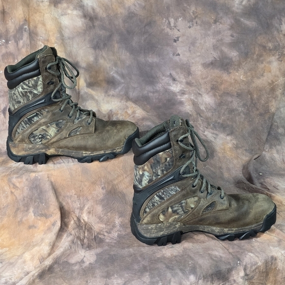 Wolverine Hunting Boots Dark Brown Leather Camo Accents Lace Up Mens 8.5 main image 8